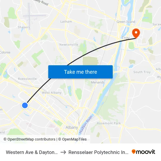 Western Ave & Daytona Ave to Rensselaer Polytechnic Institute map