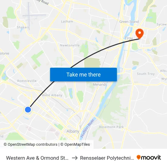 Western Ave & Ormond St / Davis Ave to Rensselaer Polytechnic Institute map