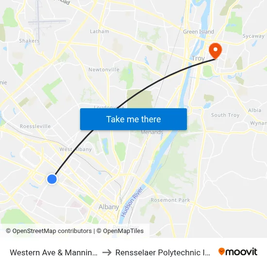 Western Ave & Manning Blvd to Rensselaer Polytechnic Institute map