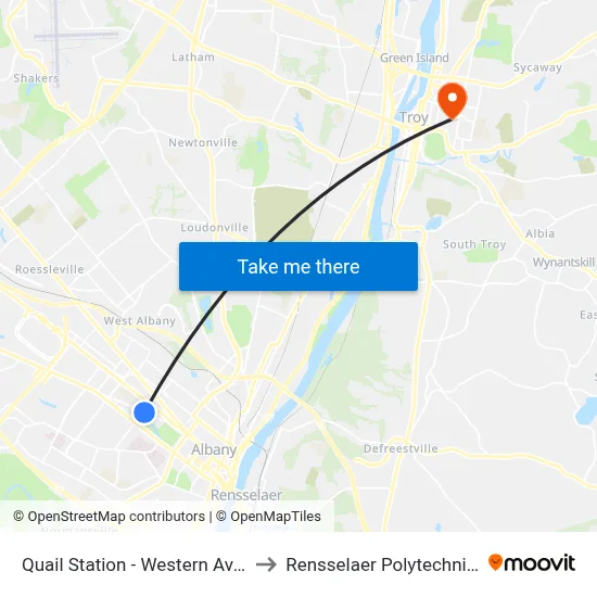 Quail Station - Western Ave & Quail St to Rensselaer Polytechnic Institute map