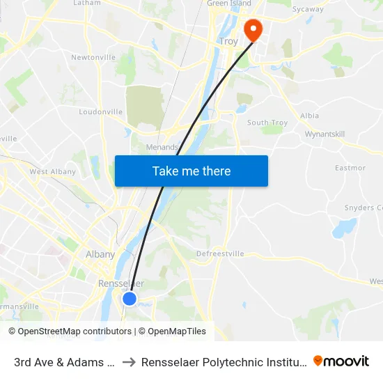 3rd Ave & Adams St to Rensselaer Polytechnic Institute map