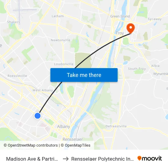 Madison Ave & Partridge St to Rensselaer Polytechnic Institute map