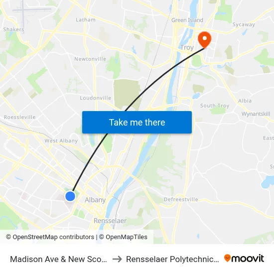 Madison Ave & New Scotland Ave to Rensselaer Polytechnic Institute map