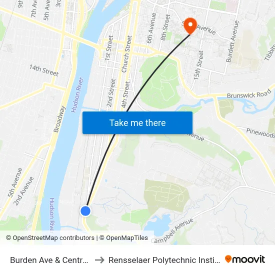 Burden Ave & Centre St to Rensselaer Polytechnic Institute map