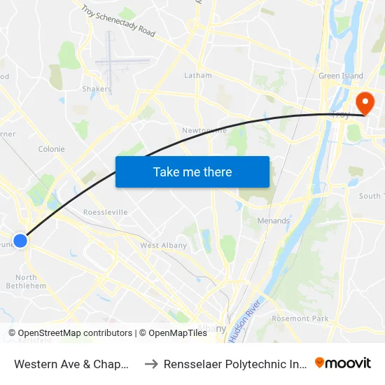 Western Ave & Chapman Dr to Rensselaer Polytechnic Institute map