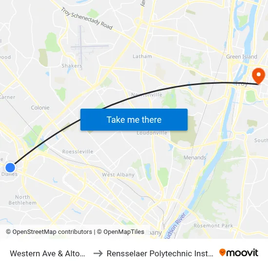 Western Ave & Alton Rd to Rensselaer Polytechnic Institute map