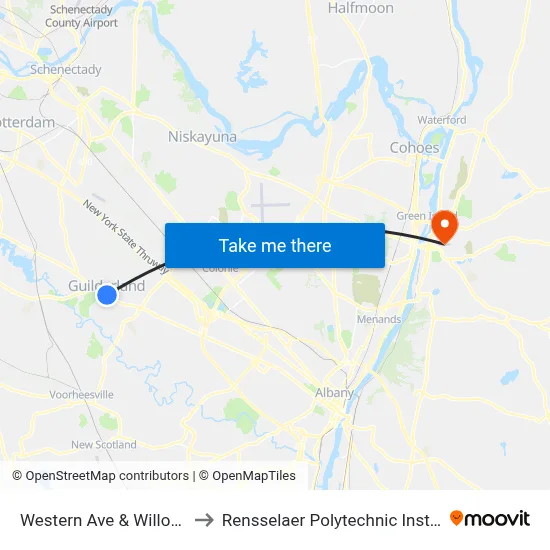 Western Ave & Willow St to Rensselaer Polytechnic Institute map