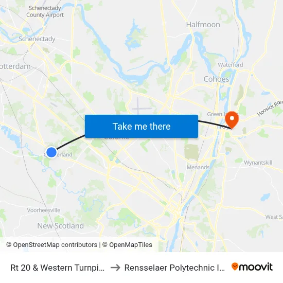 Rt 20 & Western Turnpike Golf to Rensselaer Polytechnic Institute map