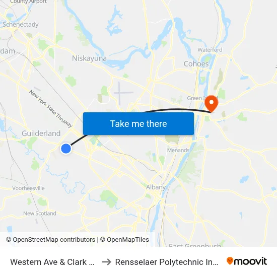 Western Ave & Clark Pkwy to Rensselaer Polytechnic Institute map