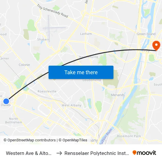 Western Ave & Alton Rd to Rensselaer Polytechnic Institute map