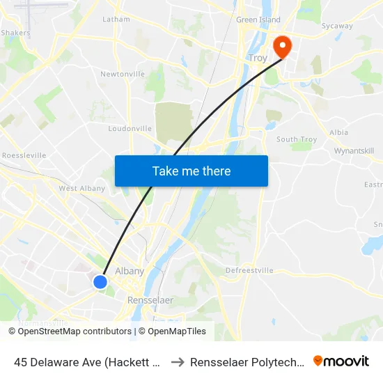 45 Delaware Ave (Hackett Middle School) to Rensselaer Polytechnic Institute map