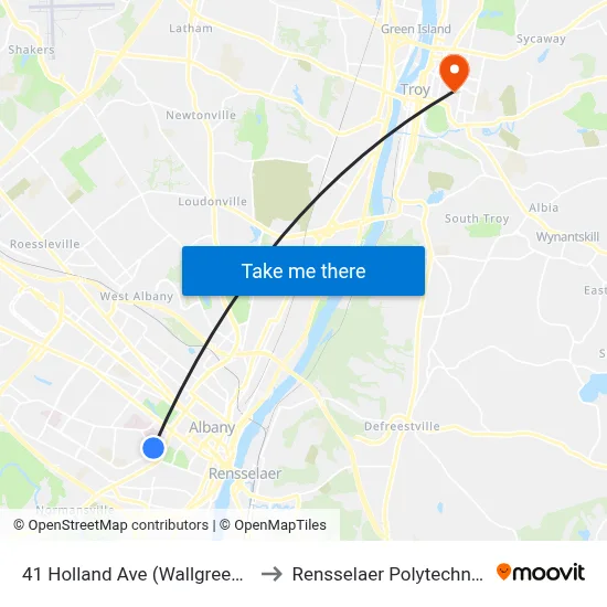 41 Holland Ave (Wallgreen Pharmacy) to Rensselaer Polytechnic Institute map