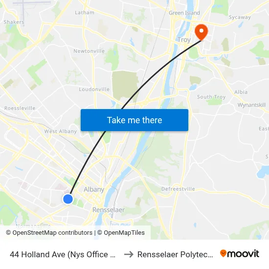 44 Holland Ave (Nys Office Of Mental Health) to Rensselaer Polytechnic Institute map