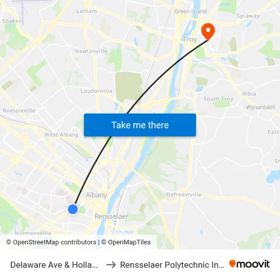 Delaware Ave & Holland Ave to Rensselaer Polytechnic Institute map