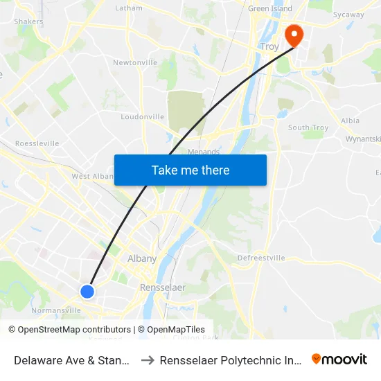 Delaware Ave & Stanwix St to Rensselaer Polytechnic Institute map