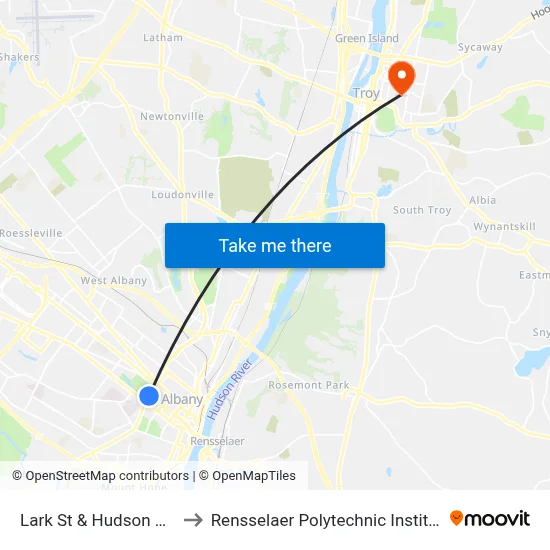 Lark St & Hudson Ave to Rensselaer Polytechnic Institute map