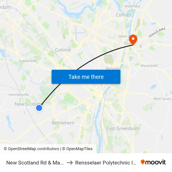 New Scotland Rd & Mason Ln to Rensselaer Polytechnic Institute map