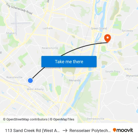 113 Sand Creek Rd (West Albany Fire Dept) to Rensselaer Polytechnic Institute map