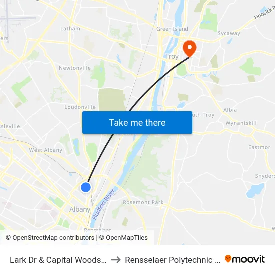 Lark Dr & Capital Woods Apts #2 to Rensselaer Polytechnic Institute map