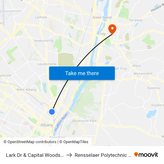 Lark Dr & Capital Woods Apts #1 to Rensselaer Polytechnic Institute map