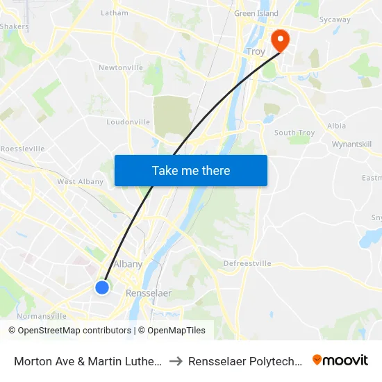 Morton Ave & Martin Luther King Jr. Blvd to Rensselaer Polytechnic Institute map