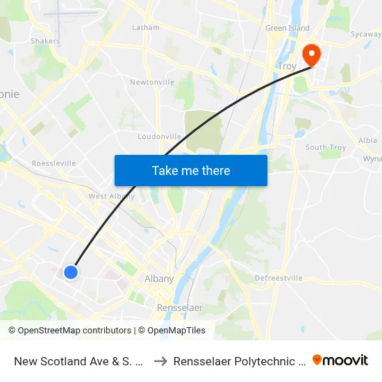 New Scotland Ave & S. Main Ave to Rensselaer Polytechnic Institute map