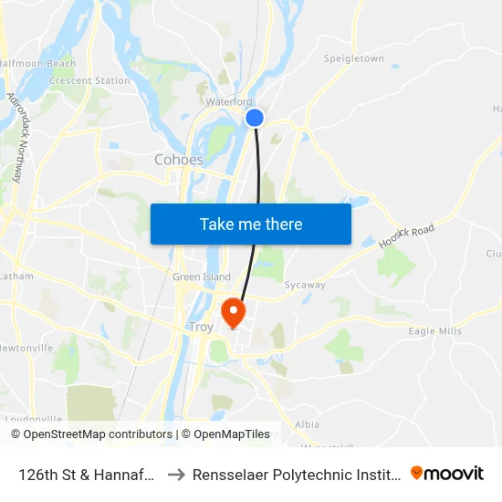126th St & Hannaford to Rensselaer Polytechnic Institute map
