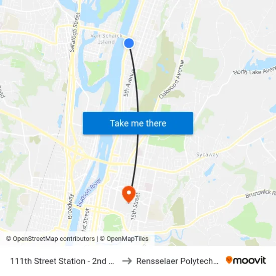 111th Street Station - 2nd Ave & 111th St to Rensselaer Polytechnic Institute map