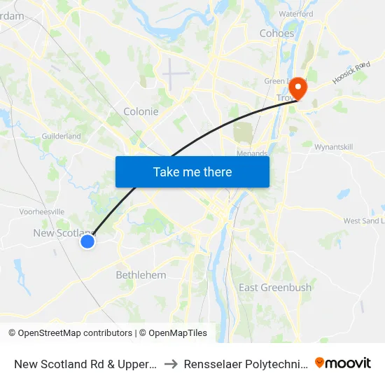 New Scotland Rd & Upper Font Grove to Rensselaer Polytechnic Institute map