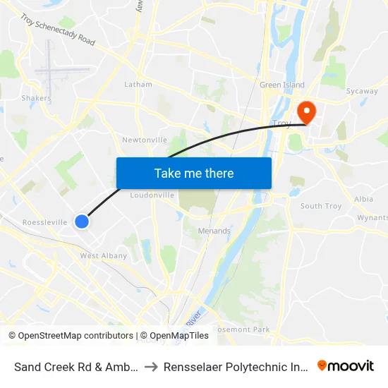 Sand Creek Rd & Amboy Dr to Rensselaer Polytechnic Institute map