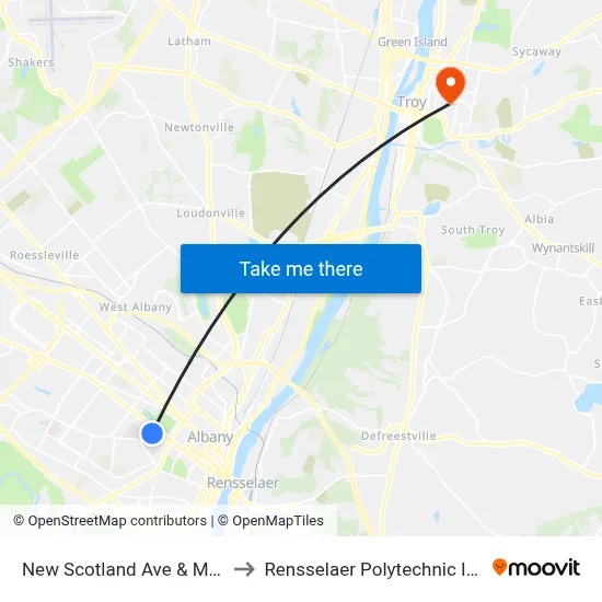 New Scotland Ave & Morris St to Rensselaer Polytechnic Institute map