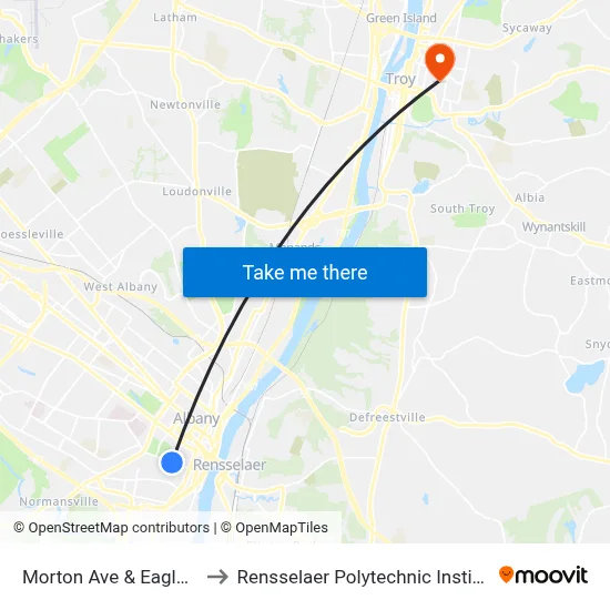 Morton Ave & Eagle St to Rensselaer Polytechnic Institute map