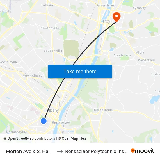 Morton Ave & S. Hawk St to Rensselaer Polytechnic Institute map