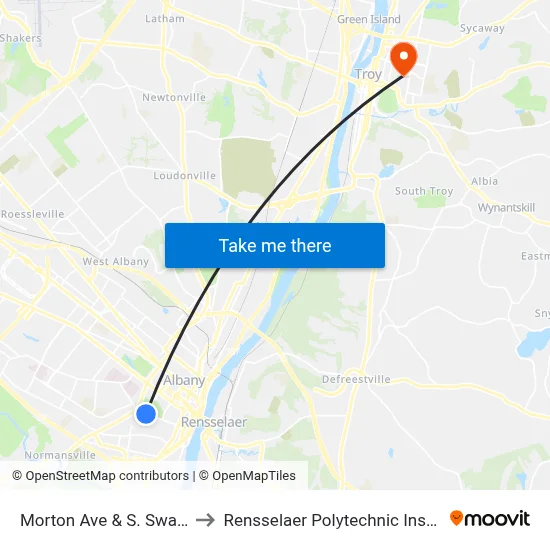 Morton Ave & S. Swan St to Rensselaer Polytechnic Institute map