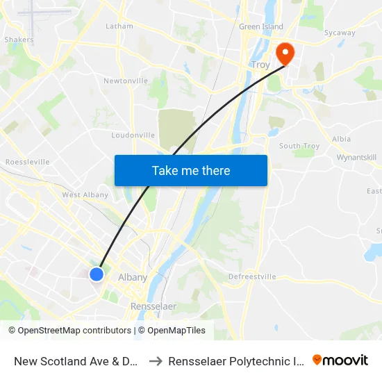 New Scotland Ave & Dana Ave to Rensselaer Polytechnic Institute map