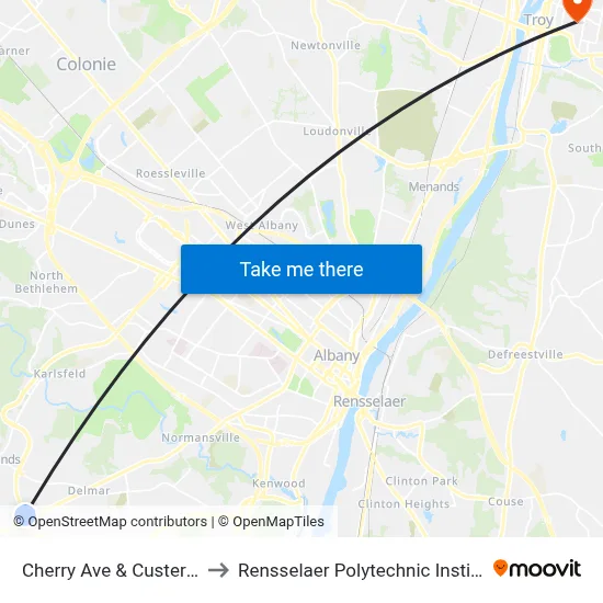 Cherry Ave & Custer Rd to Rensselaer Polytechnic Institute map
