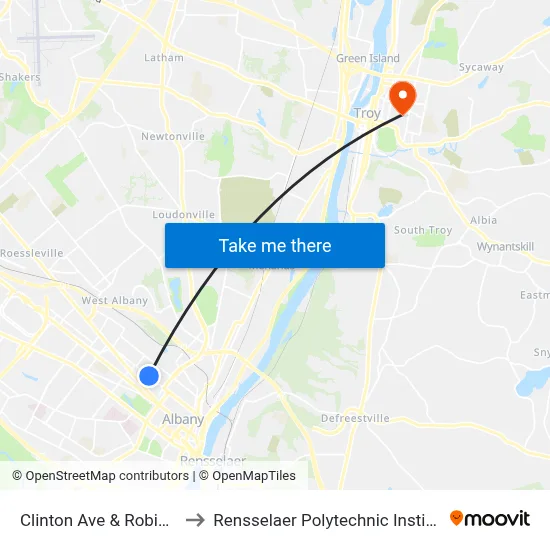 Clinton Ave & Robin St to Rensselaer Polytechnic Institute map