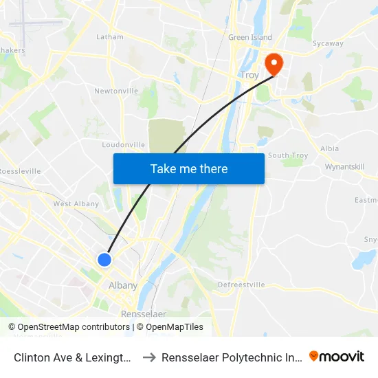 Clinton Ave & Lexington Ave to Rensselaer Polytechnic Institute map