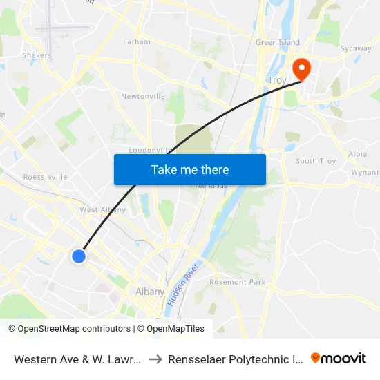 Western Ave & W. Lawrence St to Rensselaer Polytechnic Institute map