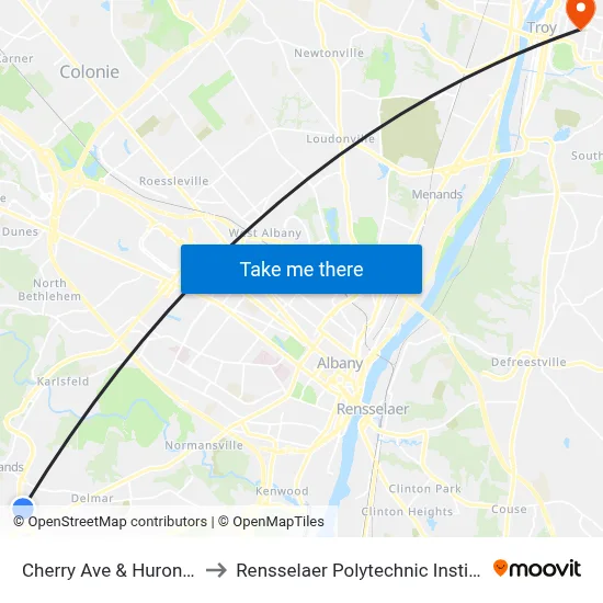 Cherry Ave & Huron Rd to Rensselaer Polytechnic Institute map