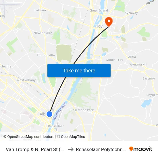 Van Tromp & N. Pearl St (Empire Live) to Rensselaer Polytechnic Institute map