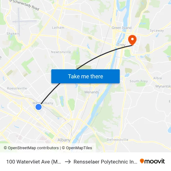 100 Watervliet Ave (Motel 6) to Rensselaer Polytechnic Institute map