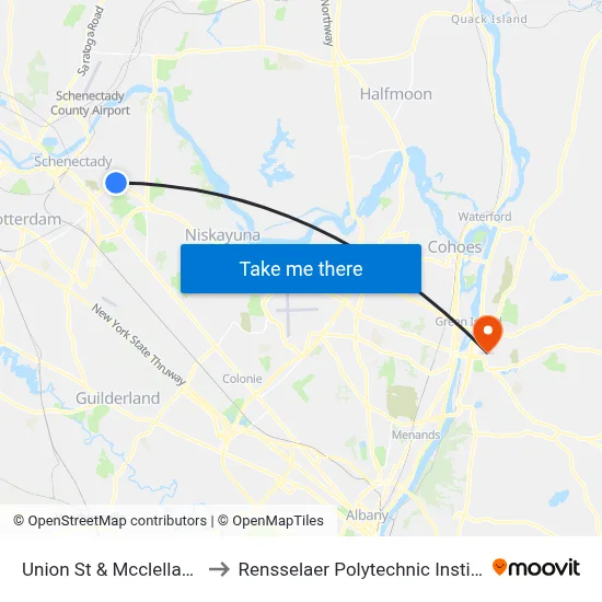 Union St & Mcclellan St to Rensselaer Polytechnic Institute map