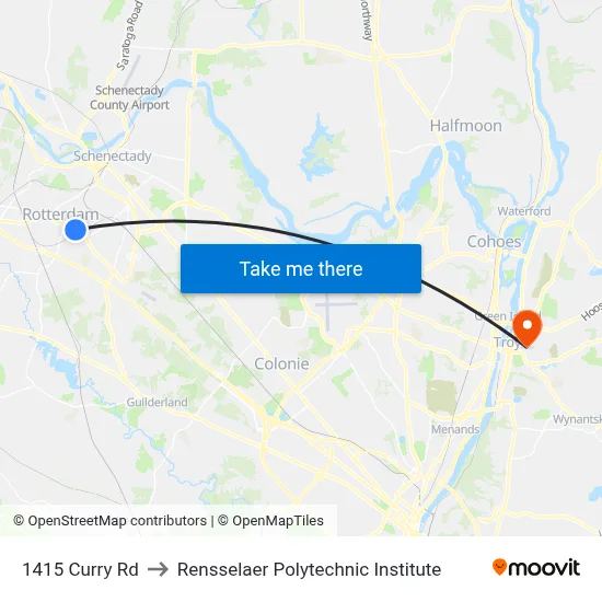1415 Curry Rd to Rensselaer Polytechnic Institute map