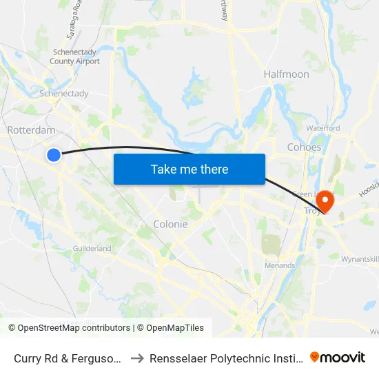 Curry Rd & Ferguson St to Rensselaer Polytechnic Institute map