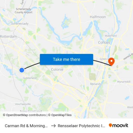 Carman Rd & Morningside Dr to Rensselaer Polytechnic Institute map