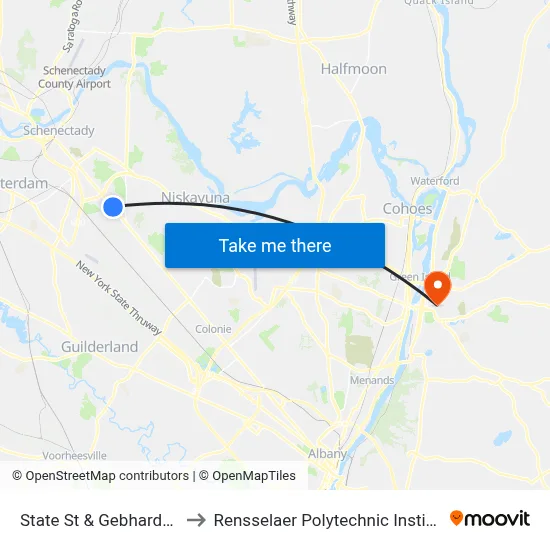 State St & Gebhardt St to Rensselaer Polytechnic Institute map