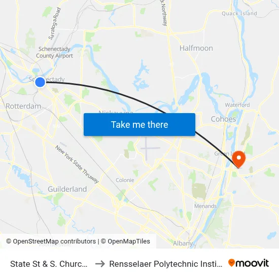 State St & S. Church St to Rensselaer Polytechnic Institute map