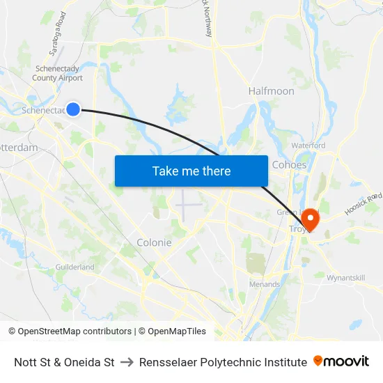 Nott St & Oneida St to Rensselaer Polytechnic Institute map