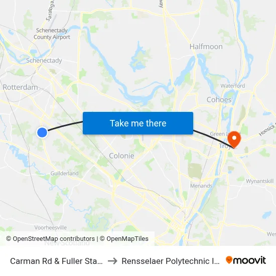 Carman Rd & Fuller Station Rd to Rensselaer Polytechnic Institute map